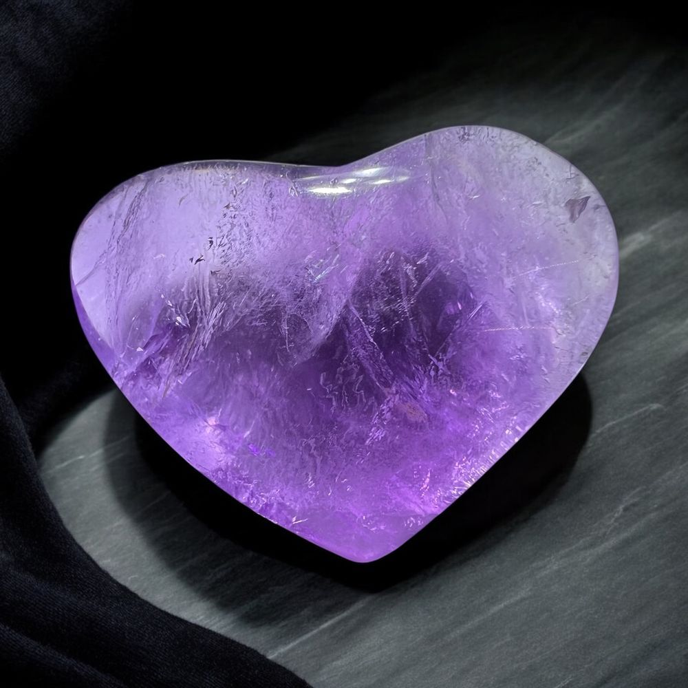Amethyst Crystal Heart Carving